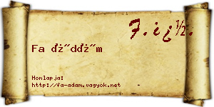 Fa Ádám névjegykártya